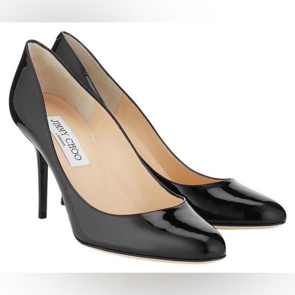 JIMMY CHOO | Black Patent Gilbert Pump Size 37/6 - Picture 1 of 3